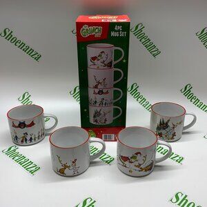 Zak Designs Grinch Who Stole Christmas Ceramic Mug Cup Dr. Seuss 15 oz 4 Pack